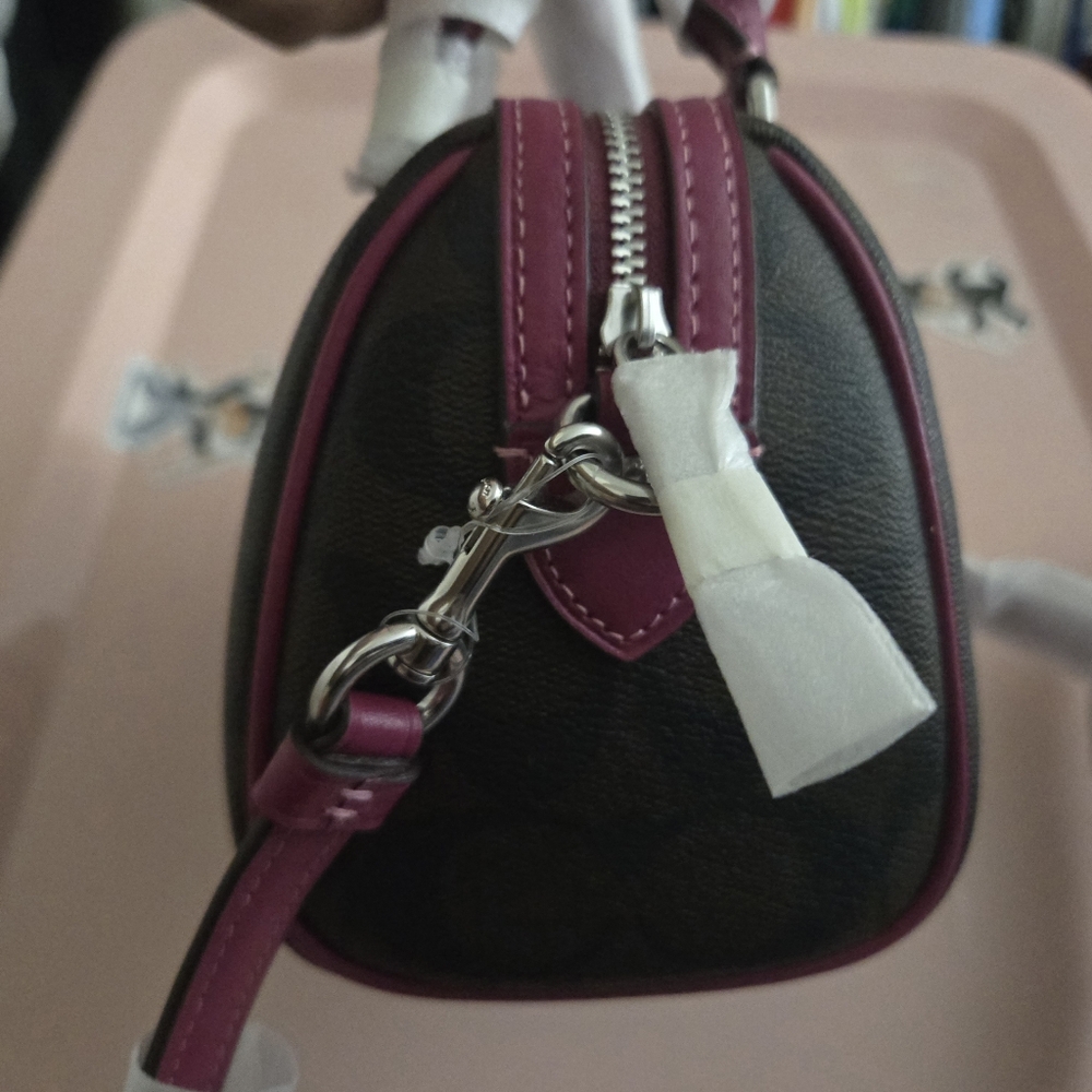 Coach Signature Brown and Pink Handbag - Picture 9 of 10
